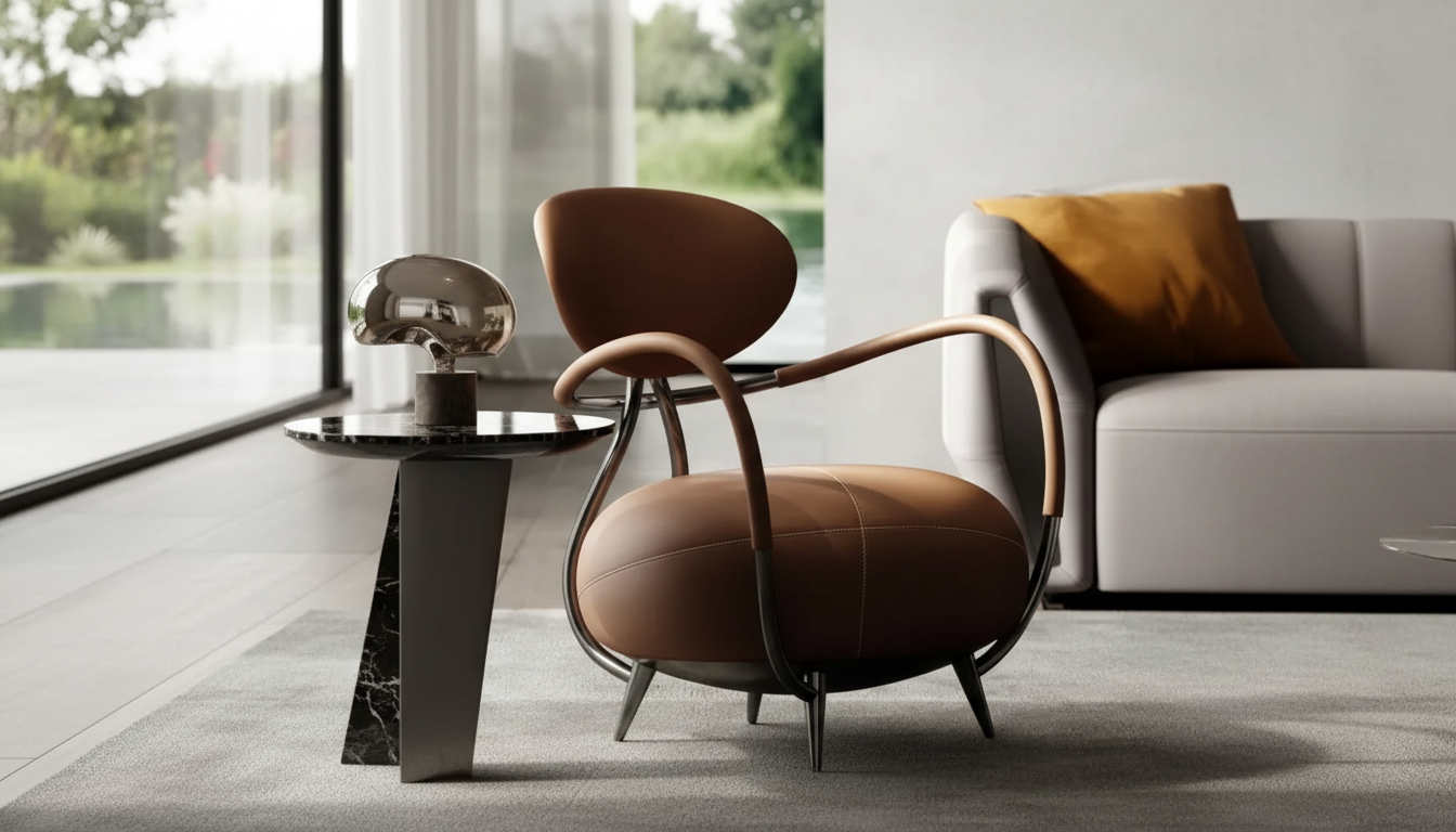 Luxury Tiger Chair: Minimalist Italian Leather Accent